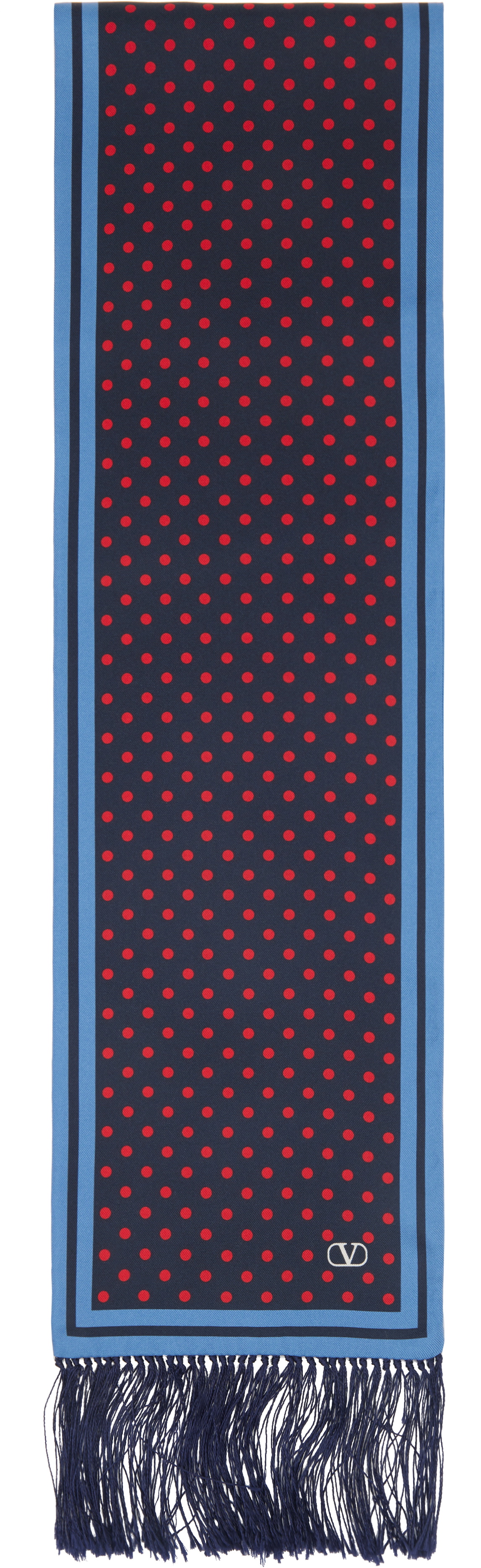Valentino Navy & Red Plusdepois Silk Bandeau Scarf