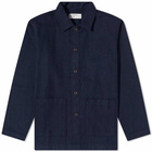 Universal Works Men's Herringbone Easy Overshirt in Navy