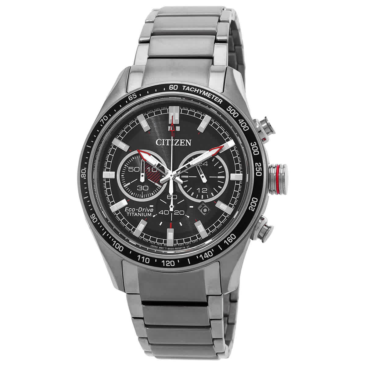 Citizen Super Titanium Eco-Drive Chronograph Black Dial Mens Watch CA4491-82E