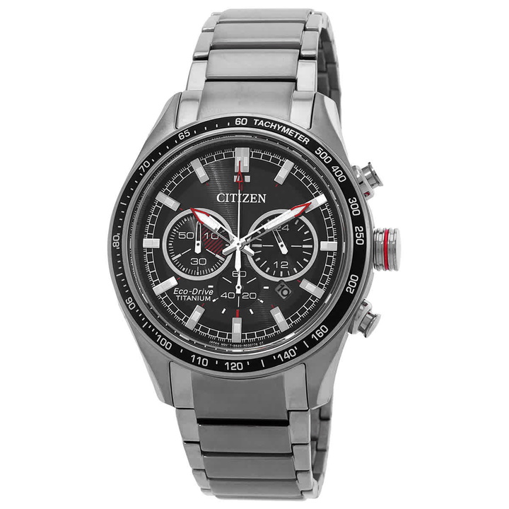 Photo: Citizen Super Titanium Eco-Drive Chronograph Black Dial Mens Watch CA4491-82E