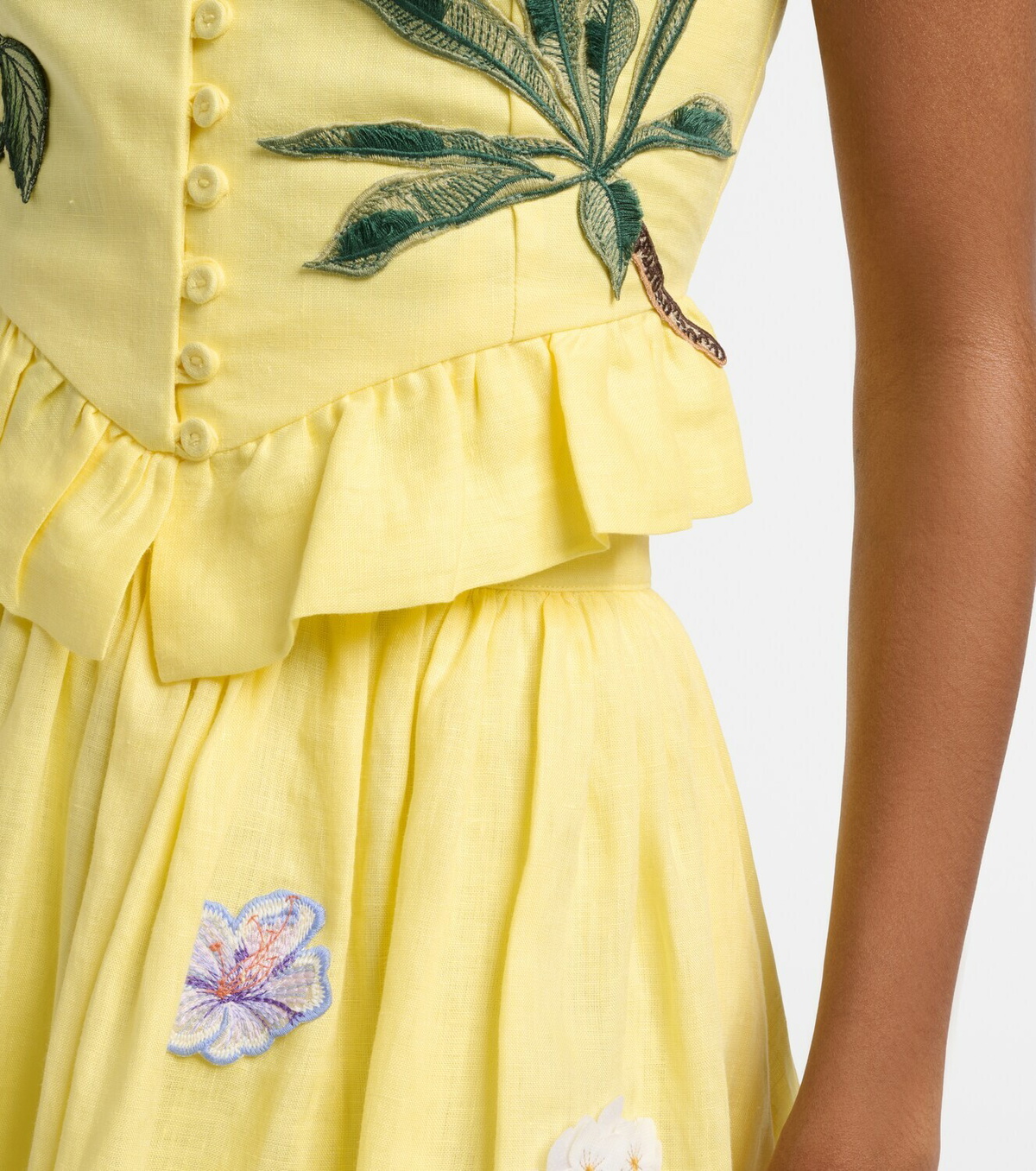 Agua by Agua Bendita Eslabón floral-appliqué linen crop top
