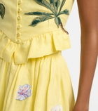 Agua by Agua Bendita Eslabón floral-appliqué linen crop top