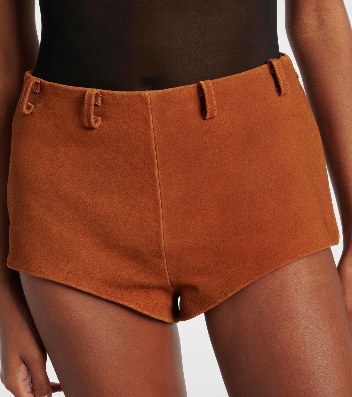 Self-Portrait High-rise suede shorts