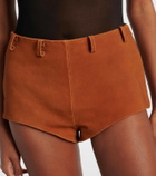 Self-Portrait High-rise suede shorts