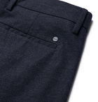 NN07 - Midnight-Blue Theo Tapered Herringbone Cotton-Blend Trousers - Blue