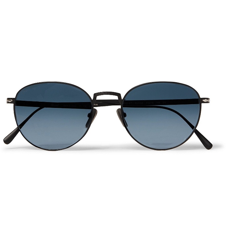 Photo: PERSOL - Round-Frame Black Titanium Sunglasses - Black
