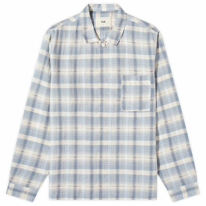 Photo: Folk Men's Patch Shirt in Soft Blue