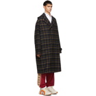 Gucci Blue and Yellow Check Hooded Coat