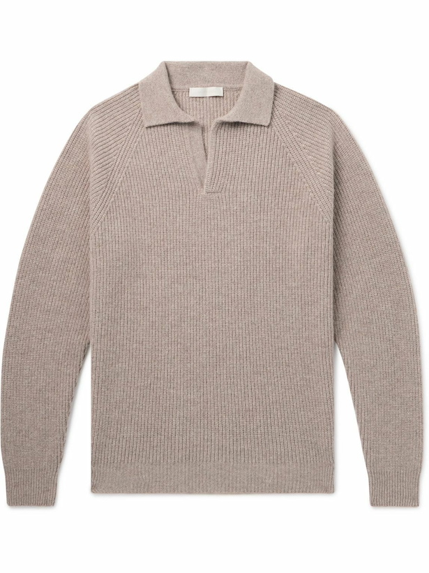 Photo: Saman Amel - Slim-Fit Ribbed Cashmere Polo Shirt - Neutrals