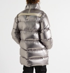 Rick Owens - Moncler Cyclopic Logo-Appliquéd Quilted Metallic Shell Down Coat - Silver