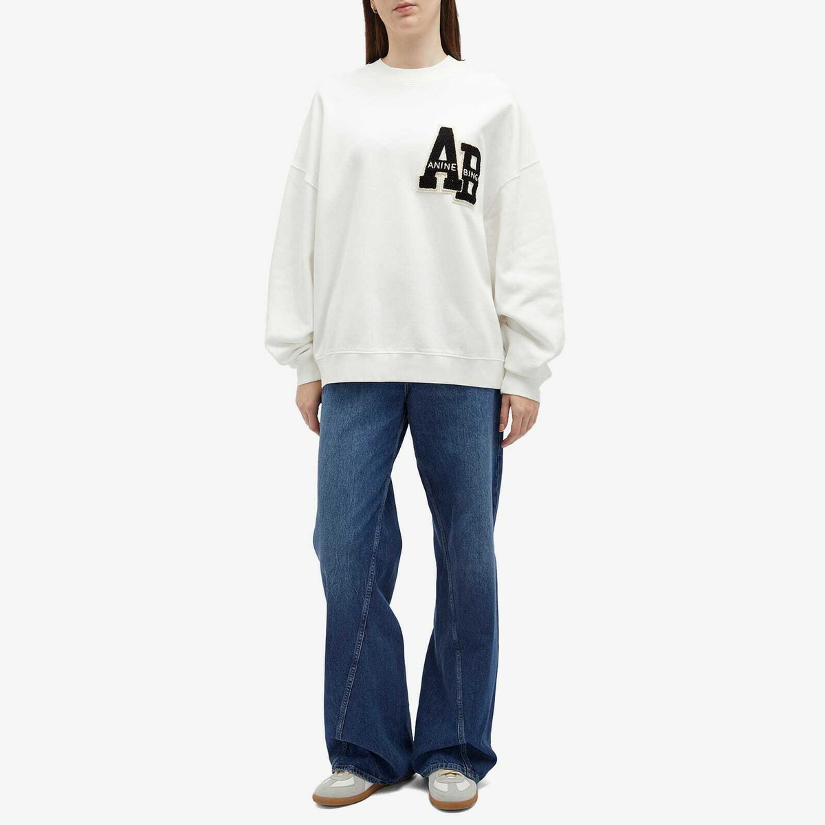 Anine Bing Women's Miles Oversized Letterman Sweatshirt in Off