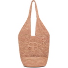 ANINE BING Pink Leah Logo Raffia Bag