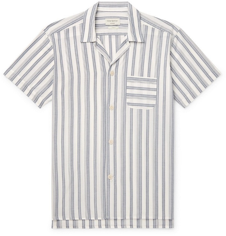 Photo: Oliver Spencer Loungewear - Striped Organic Cotton Pyjama Shirt - Blue