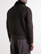 Brioni - Shearling and Leather-Trimmed Suede Jacket - Brown