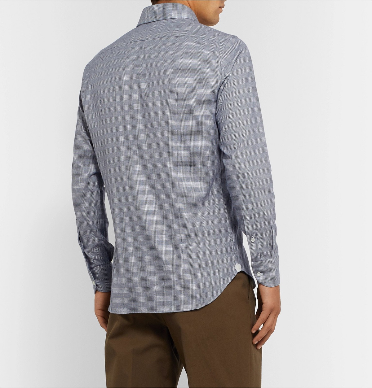 Loro Piana - Slim-Fit Prince Of Wales Checked Brushed-Cotton Shirt - Blue