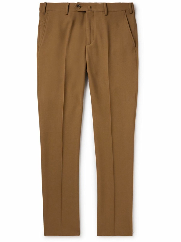 Photo: Loro Piana - Straight-Leg Pleated Wool-Gabardine Chinos - Brown