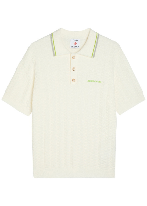 Photo: Casablanca Tennis Bouclé Polo Shirt Off White