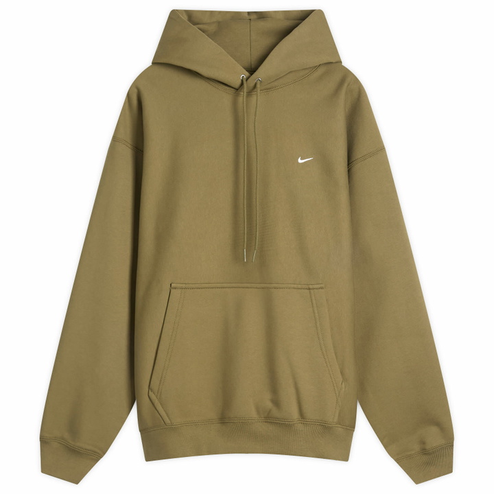 Photo: Nike Men's Solo Swoosh Pullover Hoodie in Medium Olive/White