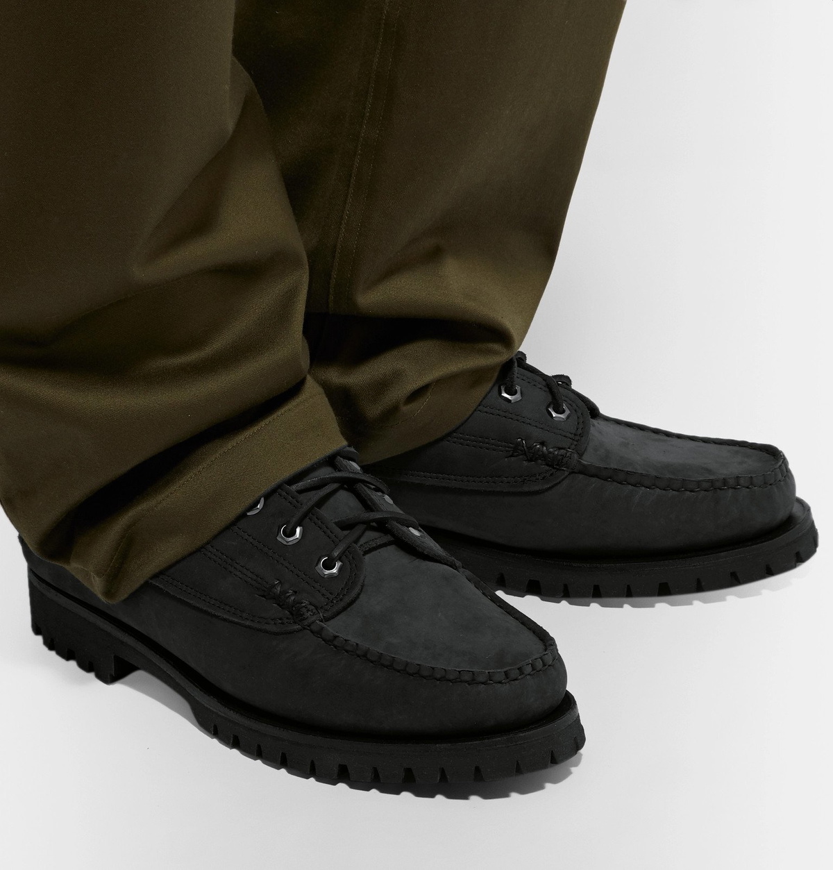 Yuketen - Angler Moc Nubuck Boat Shoes - Black Yuketen Yuketen - Angler Moc Nubuck Boat Shoes - Black Yuketen