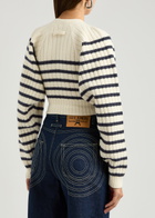 Jean Paul Gaultier Striped Cropped Wool-blend Jumper Cream