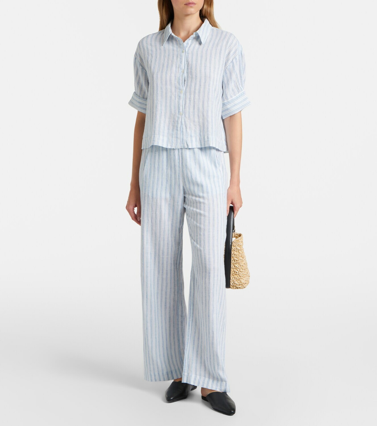 Velvet Greya striped cotton and linen shirt