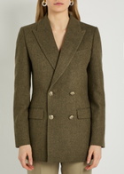 Nili Lotan Weston Double-breasted Wool Blazer Khaki