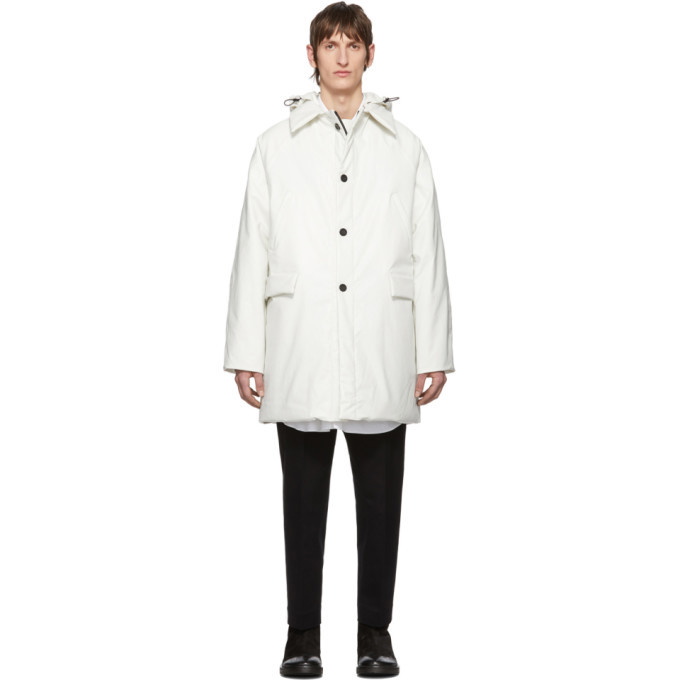 Photo: Kassl Editions White Above The Knee Oil Puffer Coat