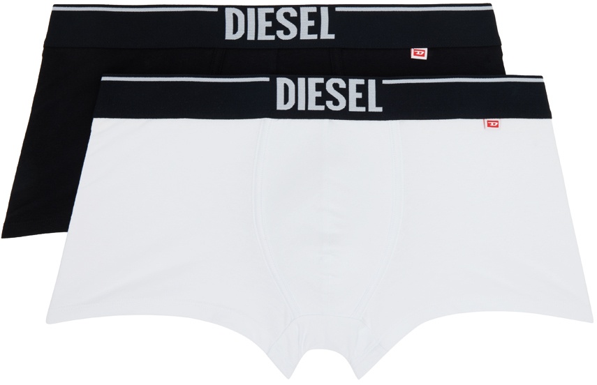 Photo: Diesel Two-Pack Black & White Umbx-Damien Boxers