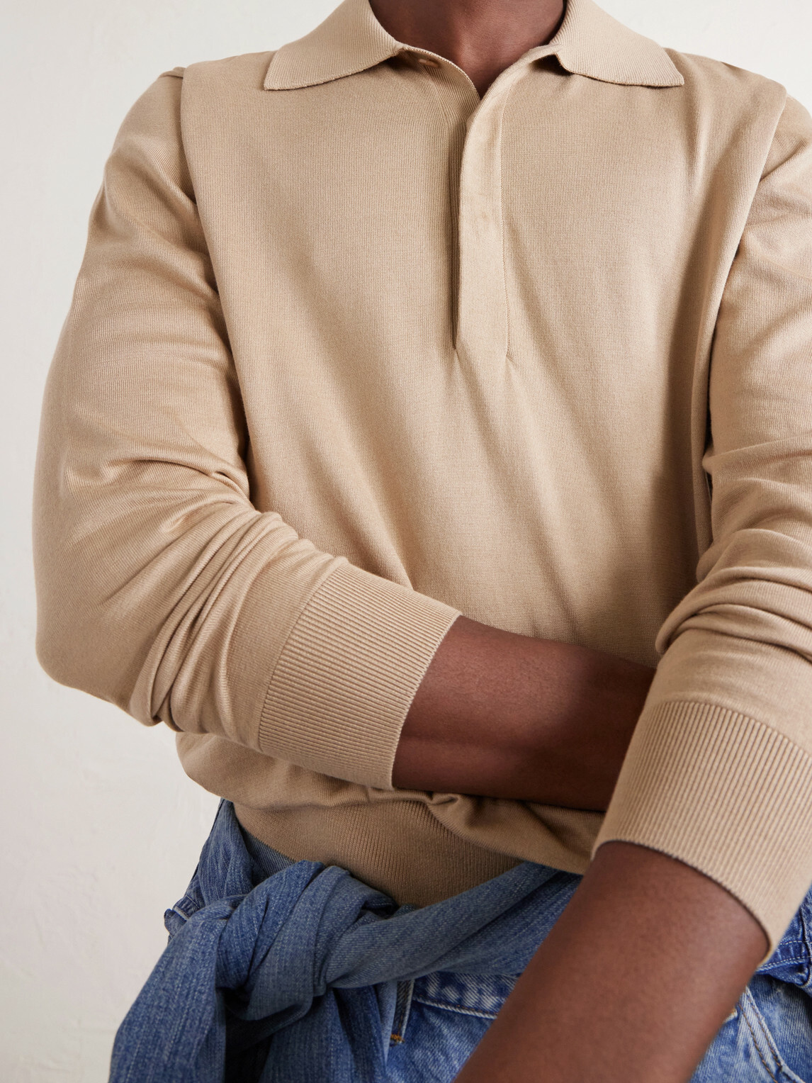 SAINT LAURENT - Silk and Cotton-Blend Polo Sweater - Neutrals