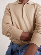SAINT LAURENT - Silk and Cotton-Blend Polo Sweater - Neutrals