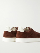 Brunello Cucinelli - Urano Leather-Trimmed Suede Sneakers - Brown