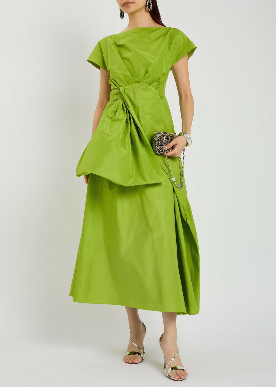Roksanda Nila Twisted Taffeta Midi Dress Lime