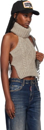 Dsquared2 Beige Wool Alpaca Cable Stitch Knit Vest