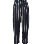 KAPITAL - Striped Linen and Cotton-Blend Trousers - Navy