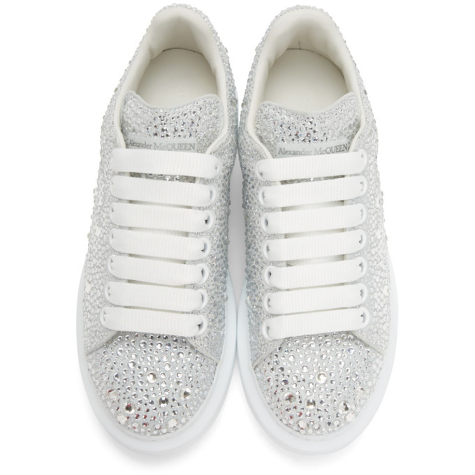 白銀です Alexander McQueen Silver and White Crystal Oversized