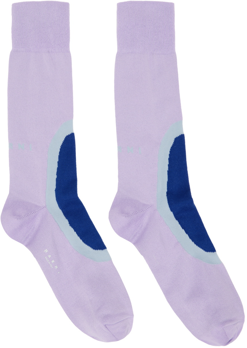 Marni Purple Colorblocked Socks Marni