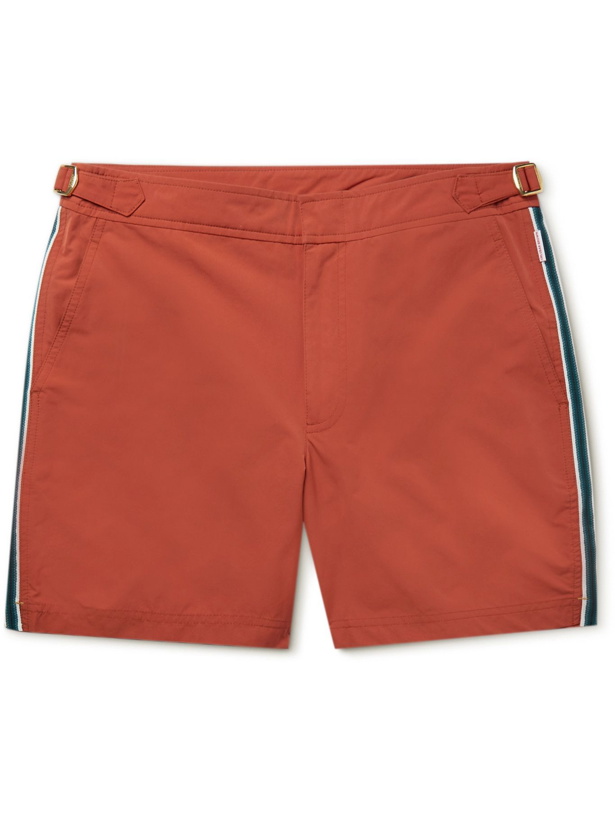 Photo: ORLEBAR BROWN - Bulldog Mid-Length Striped Swim Shorts - Pink