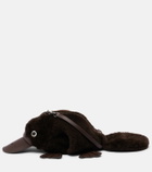 Loewe Platypus Mini leather-trimmed shearling shoulder bag