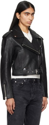 Citizens of Humanity Black Kindra Cropped Moto Leather Jacket