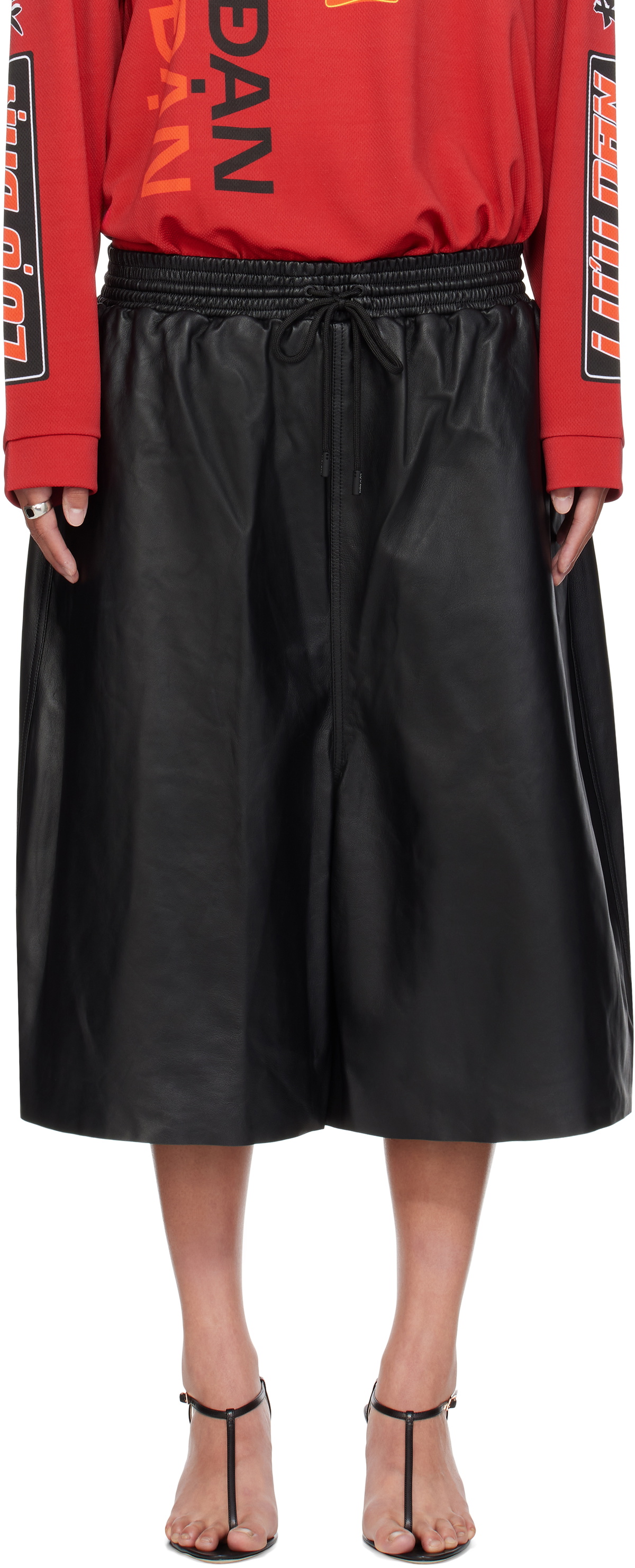 LU'U DAN Black B Ball Leather Pants