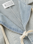 Maison Margiela - Distressed Striped Cotton-Gabardine Chore Jacket - Blue