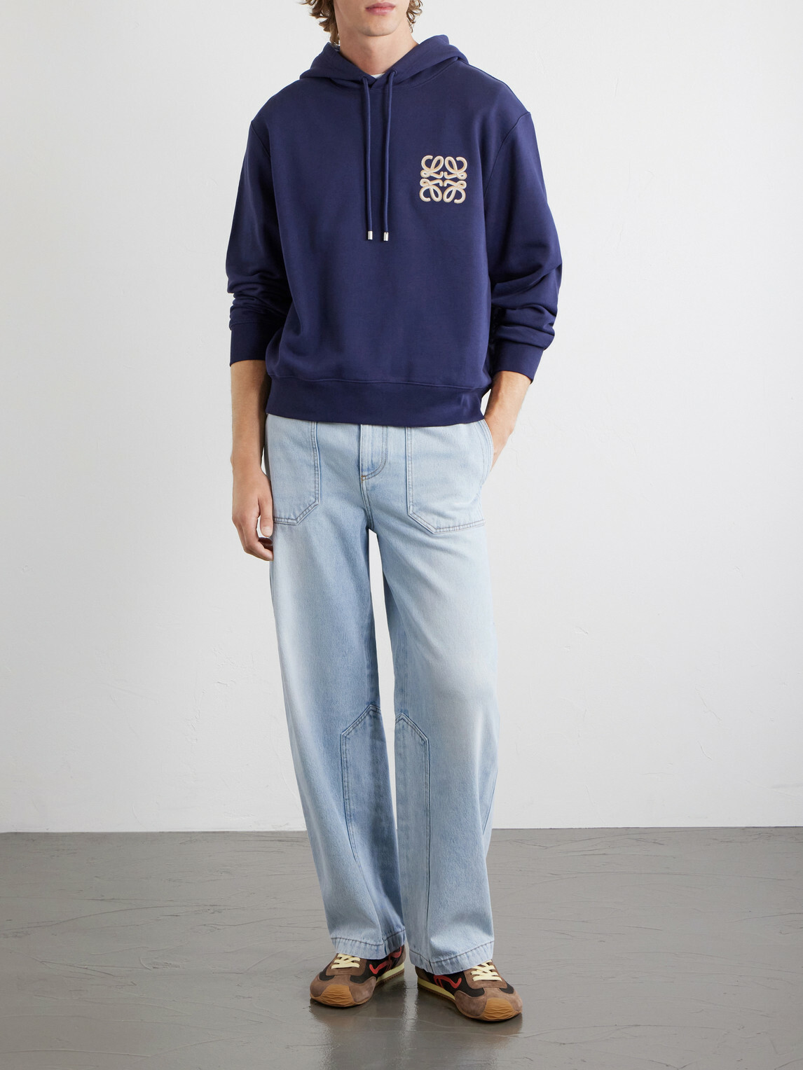 LOEWE - Paula's Ibiza Anagram-Embroidered Cotton-Jersey Hoodie - Blue