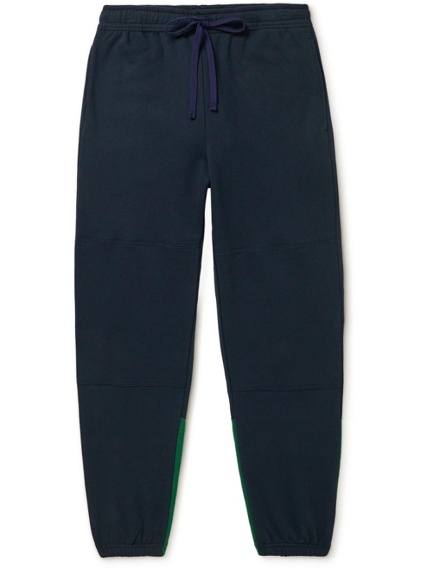 Photo: Aloye - Tapered Colour-Block Cotton-Jersey Sweatpants - Blue