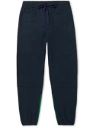 Aloye - Tapered Colour-Block Cotton-Jersey Sweatpants - Blue
