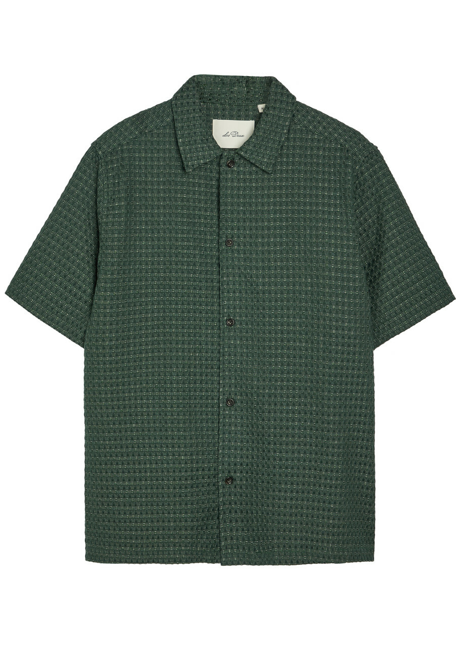 Les Deux Checked Seersucker Shirt Green