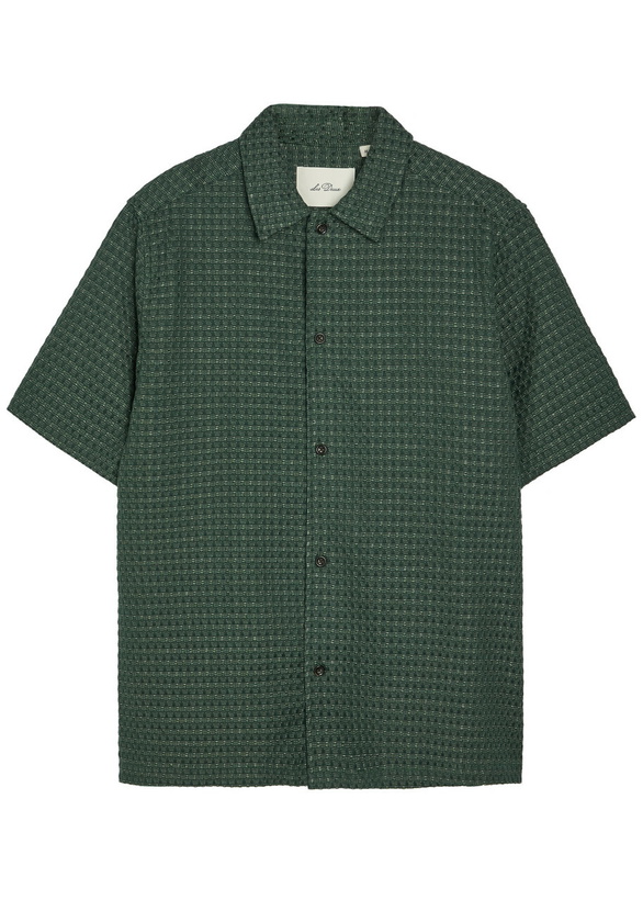 Photo: Les Deux Checked Seersucker Shirt Green