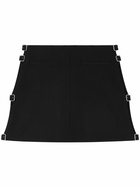 Courrèges Black Buckled Wool Mini Skirt