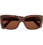 Balenciaga - Square-Frame Logo-Print Tortoiseshell Acetate Sunglasses - Brown