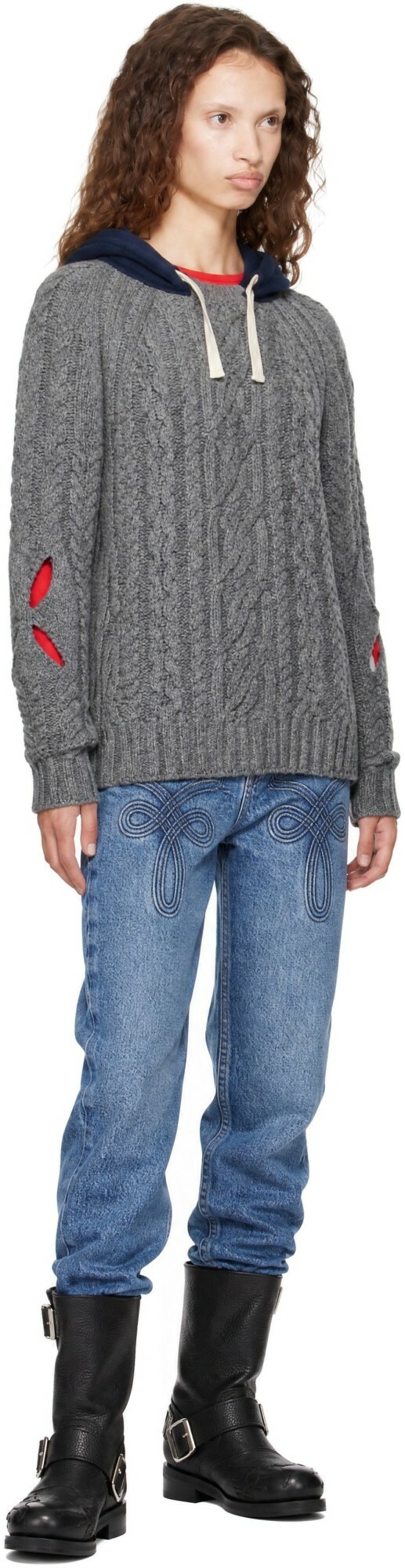 Stefan Cooke Gray Cable Hoodie