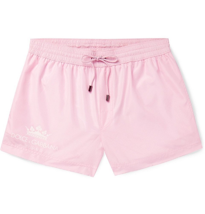 Photo: Dolce & Gabbana - Short-Length Logo-Print Swim Shorts - Pink